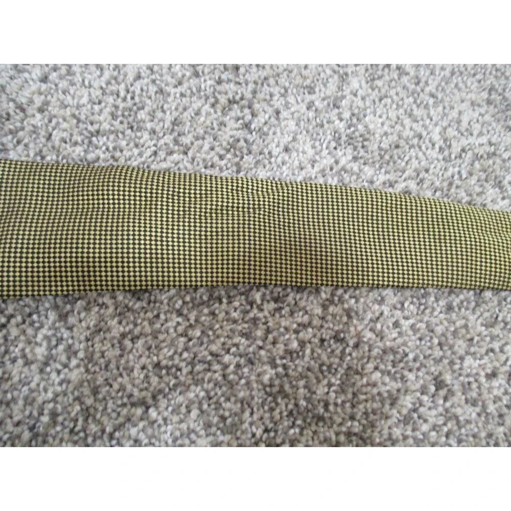 Charvet Place Vendome Yellow Tie - Yellow Black Cherckerboard silk french tie 4